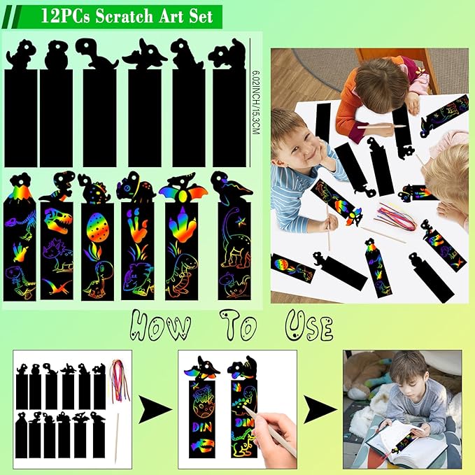 120Pcs Dinosaur Party Favors Dinosaur Birthday Party Supplies Dinosaur Stamps Slap Bracelets Keychains Rings Stickers Temporary Tattoos Bookmarks for Kids Dinosaur Pinata Bags Fillers Classroom Prizes