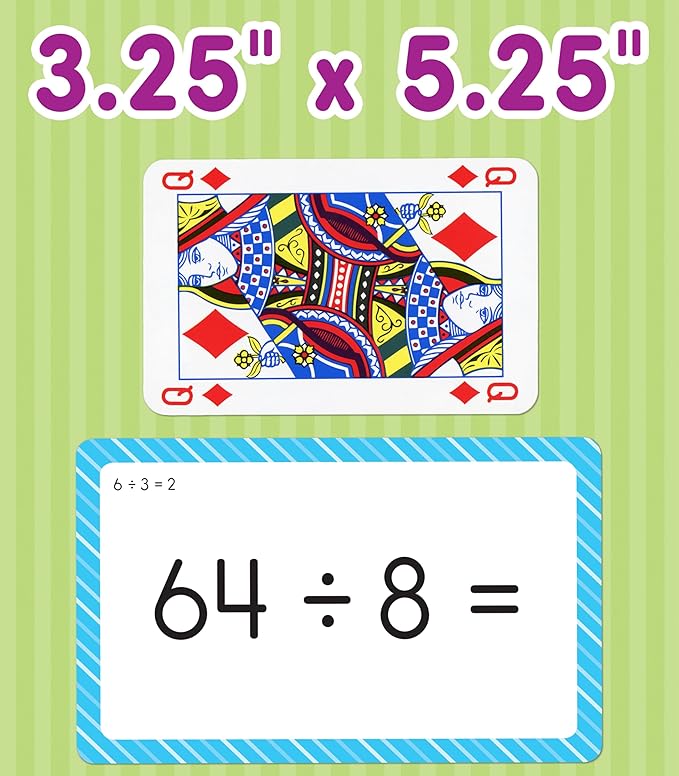 Carson Dellosa 3-Pack Math Flash Cards, Multiplication Flash Cards, Division Flash Cards, Fraction Flash Cards, 3rd Grade, 4th Grade and 5th Grade Flash Cards for Studying, Math Games for Kids Ages 8+