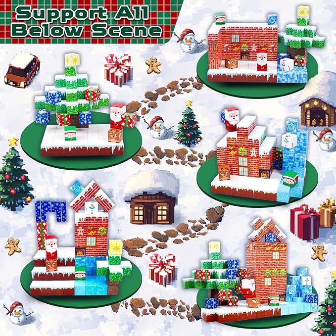 Magnetic Blocks - 150 PCS Build Magnetic Frozen Christmas - Magnetic Toys for Montessori Toddler Christmas Birthday Gifts - STEM Sensory Toys for 3 4 5 6 7 8 9 10 Year Old Boys & Girls