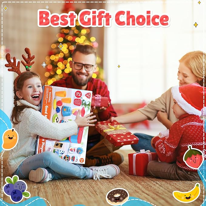 PLAY Kitchen Appliances Toys Set, Pretend Play Kids Kitchen Playset with Coffee Maker, Toy Blender and Play Foods, with Realistic Lights and Sounds, Play Kitchen Accessories Gift for Toddler Ages 3+