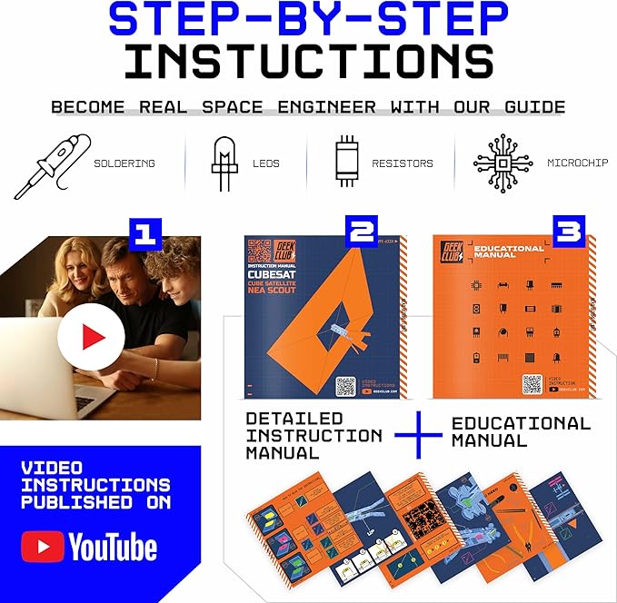 Space O DIY Engineering Kit - Near Earth Asteroid Scout Model Kit - NEA Scout Science Toy Kit - Educational STEM Kit, Electrical Engineering Kit - DIY Toy Gift for Adults, Teens, Kids 14+