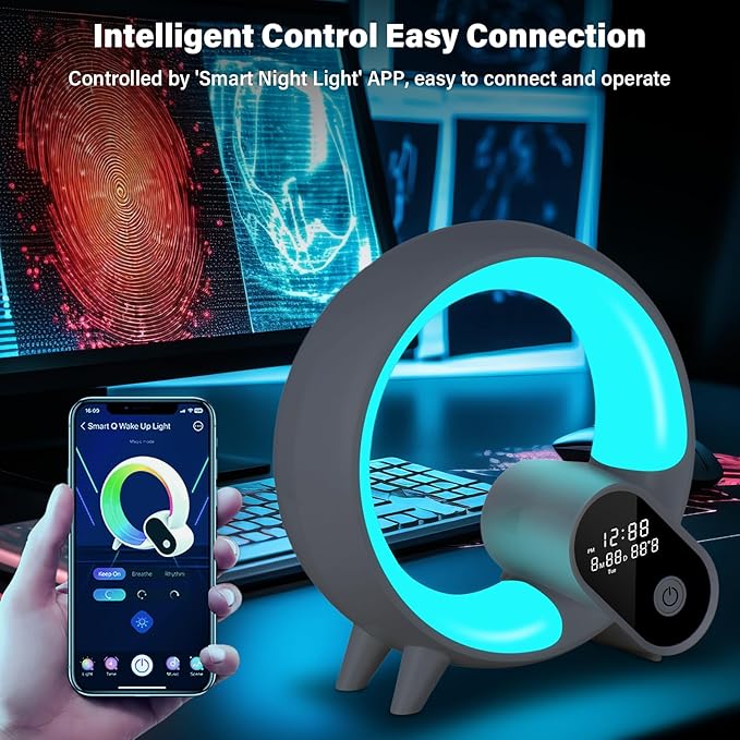 Sunrise Alarm Clock Wake Up Light - Smart Lights Sound Machine with Sunrise Simulation, App Control, Bluetooth Speaker, Music Sleep Atmosphere Lamp for Kids, Heavy Sleepers