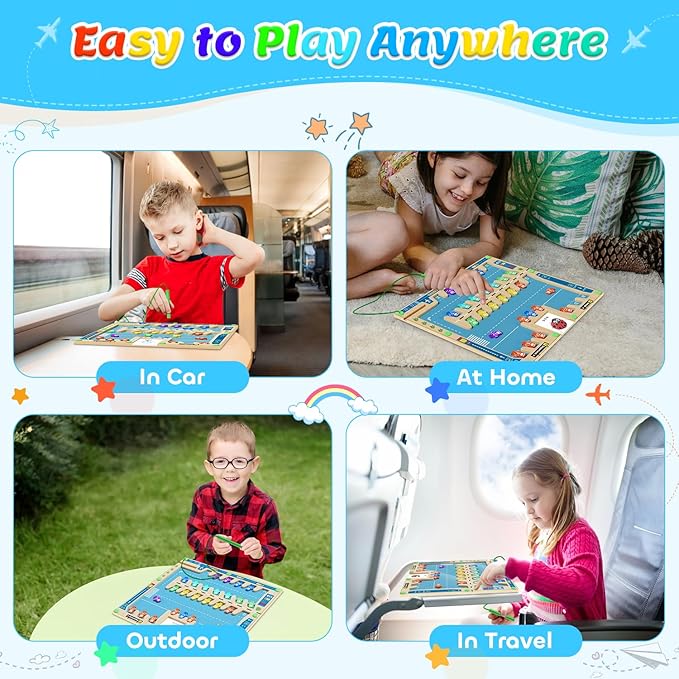 Magnetic Alphabet Maze Letters Puzzle Montessori Toys for 3-5 Toddler Board Travel Wooden Learning Toys Educational Magnet Parking Maze Fine Motor Skills Preschool Birthday Gift for Boys Girls 3+