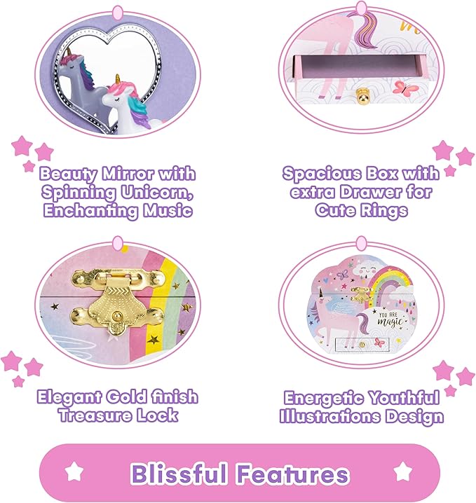 Jewelkeeper Girl's Cloud Shaped Unicorn Musical Jewelry Box