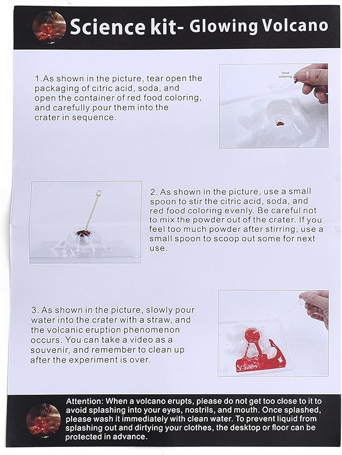 Alpine Choice Volcano Kit - Includes Fast Drying Plaster, Volcano Mold, Non-Toxic Paint and Brush, Stir Stick - Science Experiments for Kids 3+ - STEM Learning Toy - Black