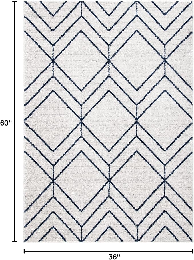SAFAVIEH Adirondack Collection Accent Rug - 3' x 5', Light Grey & Navy, Modern Geometric Design, Non-Shedding & Easy Care, Ideal for High Traffic Areas in Entryway, Living Room, Bedroom (ADR241N)
