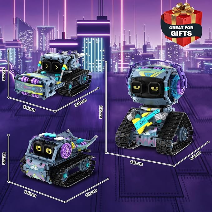 STEM Robot Building Kit for Kids 6-14,3in1 Remote & APP Controlled STEM Rock Robot/Truck/Road Roller Robot Building Toys for Kid,433 Pcs Building Blocks Set Birthday Xmas Gift Ideas for Boys Girls