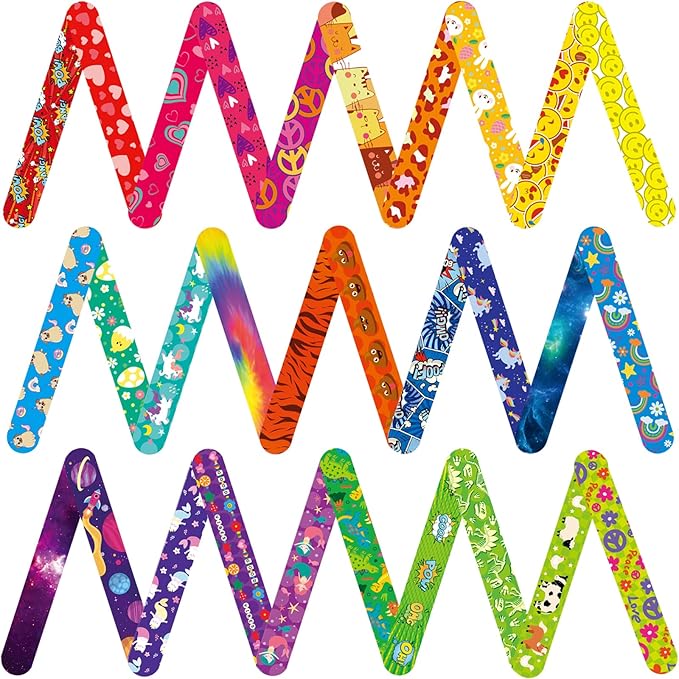 Viicoor Slap Bracelets 30PCS Snap Bracelet Wrisrtband for Party Favors Basket Bag Filler School Prizes Gifts Party Favors Bulk