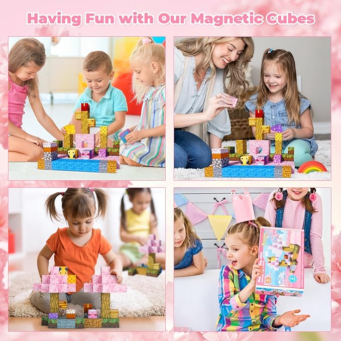 80Pcs Magnetic Blocks Craft World Set, Magnetic Blocks Le Building go Toys for Kids,STEM Sensory Toys for Toddlers Kids Christmas Birthday Gifts for 3+ Years Old Girls Boys