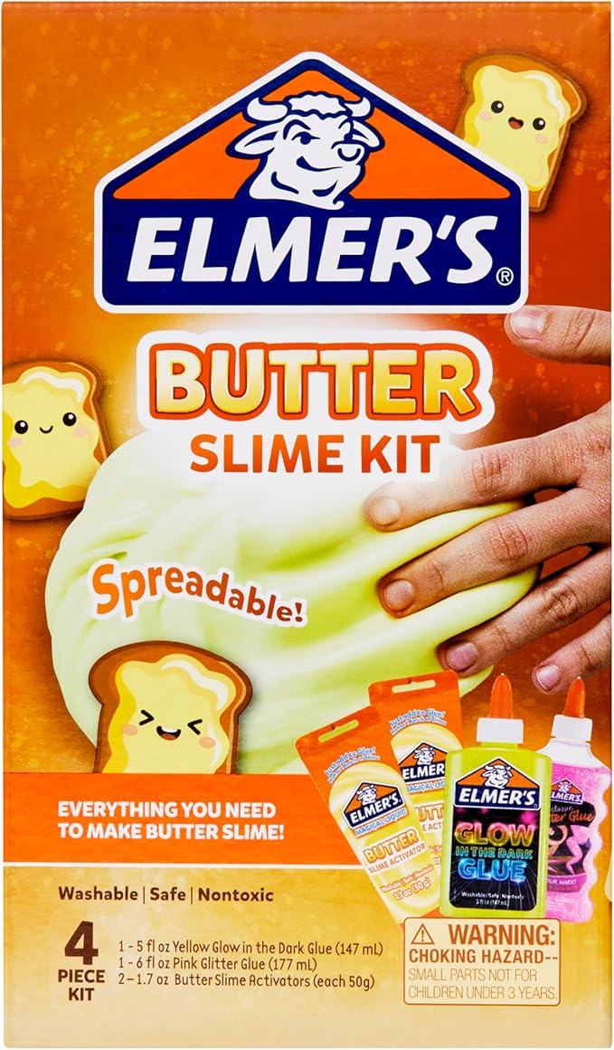 Elmer’s Butter Slime Kit, Includes Elmer’s Glow in the Dark Glue, Elmer’s Glitter Glue, Elmer’s Butter Slime Activator, 4 Count