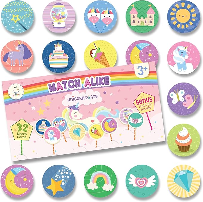 Match Alike - Memory Matching Game (Unicorn Party) for Kids Ages 3-8 - Matching Games for Toddlers 3-5 - Memory Matching Games for Kids Cute Unicorn Theme - Preschool Game
