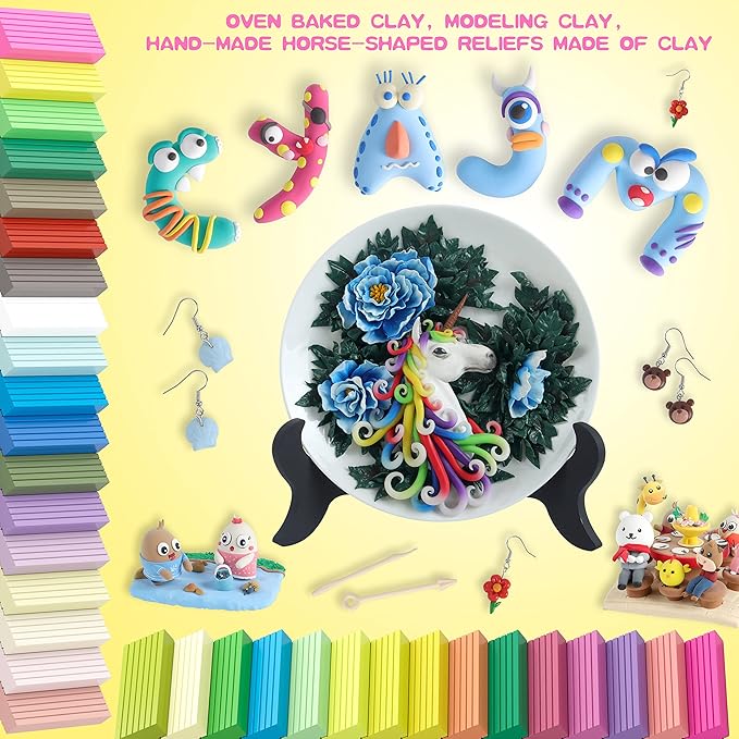 Polymer Clay Set, 72 Color Oven Bake Modeling Clay Set with Sculpting Tools and Accessories, Modeling Clay for Kids,Ideal DIY Clay Art Set for Kids Beginners Artists