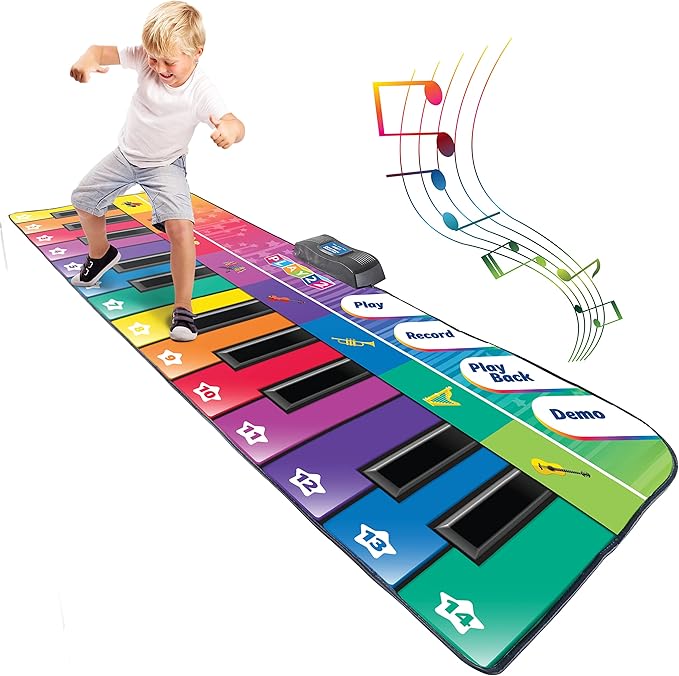 Play22 6 ft. Floor Piano Mat for Toddlers - Giant Piano Playmat, 24 Keys, 8 Musical Instruments, Adjustable Vol, Built in Songs, Record & Playback - Best Musical Toy Gift for Boys & Girls Ages 3-10