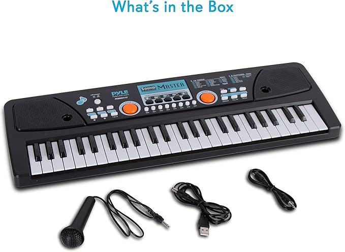 Pyle 49-Key Electric Piano Keyboard – Portable Digital Music Keyboard with Drum Pad, Microphone, Record & Playback Mode for Beginners and Kids