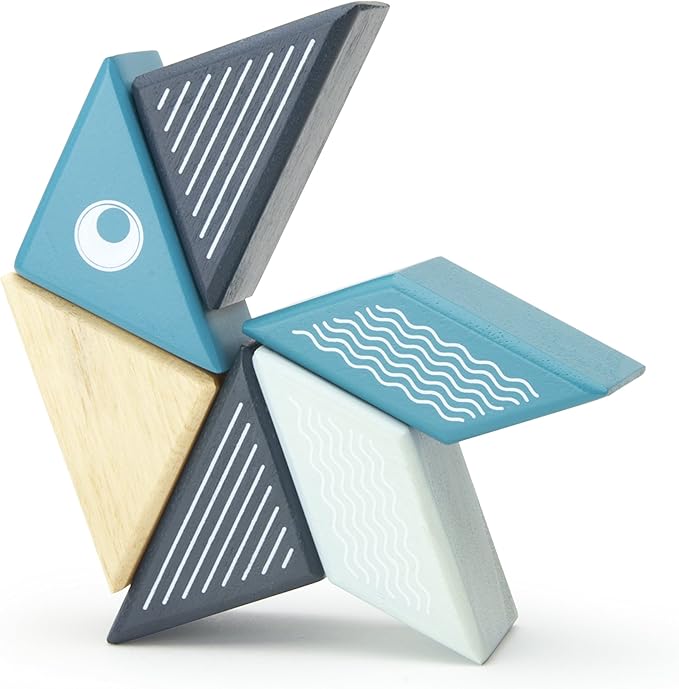 6 Piece Tegu Travel Pal Magnetic Wooden Block Set, Whale