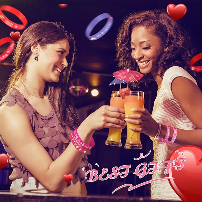 Wettarn 60 Pcs Valentines Day Party Favors Bracelets Happy Valentine's Day Silicone Wristbands Pink Red Love Heart Rubber Bracelets for Adults Party Supplies Classroom Festival Prizes Gifts