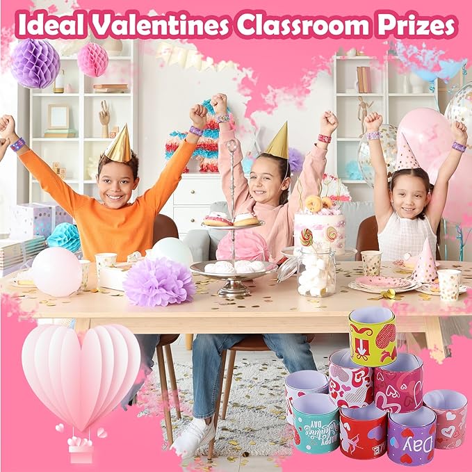 Valentines Slap Bracelets for Kids - 36PCS Valentines Day Gifts for Kids Bulk Snap Bracelets Valentines Party Favors Valentine Goodie Bag Stuffers Treats Classroom Prizes Decorations Accessories