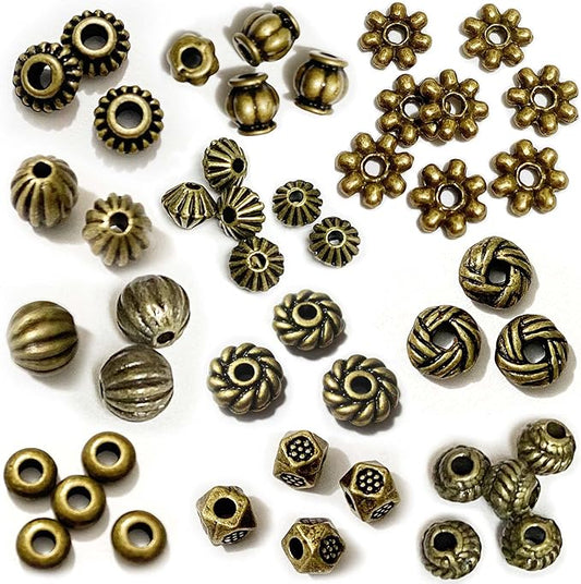 Antique Bronze Spacer Beads for Jewelry Making Small Brass Metal Beads & Bead Assortments for Bracelet Necklace Earring Making Brass Bead Spacers for Jewelry Making Brass Shapes for Crafts 500pcs