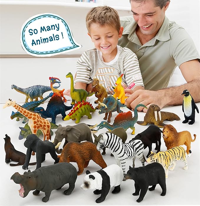 Small Montessori Animal Figures with Flash Cards, Realistic Animal Figurines Toys, Montessori Materials Homeschool Preschool Science Educational Matching Game for Toddler Kids (Sea)
