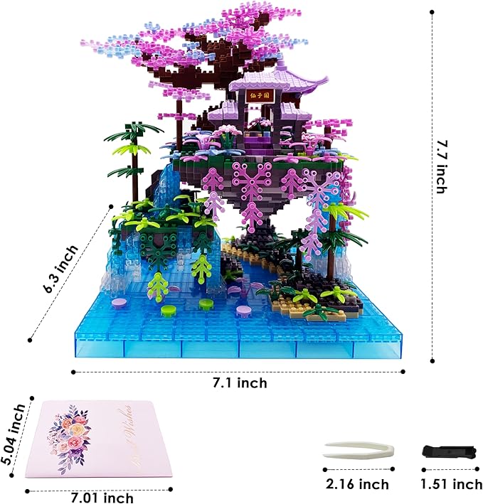 Micro Building Blocks Sets,Chinese Moon Palace Architecture and Cherry Blossom Bonsai Tree Building Toys for Adults,Japanese Sakura House Model,Creative Mini Bricks Gift for Kids 14+,2588 PCS