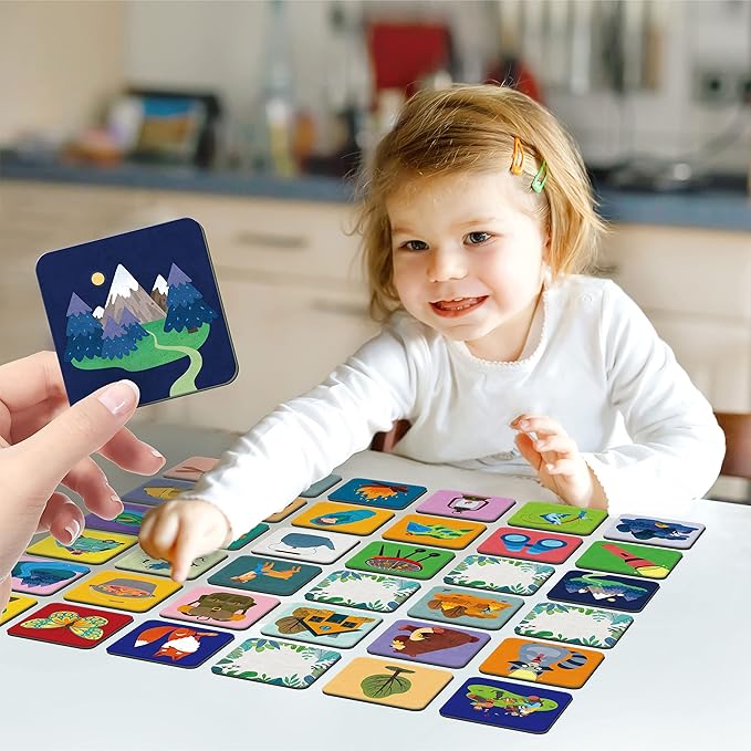 Hebayy Memory Matching Game, 72 PCS Camping Theme Matching Cards for Toddlers 36 Designs Memory Cards Educational Learning Toys for Preschool 4 5 6 Years Old