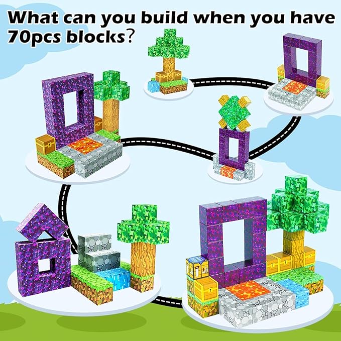Kid Odyssey Magnetic Blocks - Mine Magnet Portal World Set, Magnetic Tiles Building Toys for Boys & Girl, Magnetic Montessori Toys Gifts for 3+ Years Kids