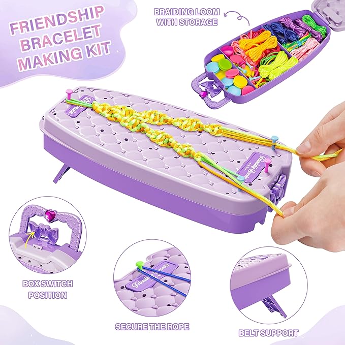 Dpai Friendship Bracelet Making Kit for Girls,DIY Arts and Crafts Toys,Jewelry String Maker Kit,The Best Birthday Gifts Ideas for Girls 6 7 8 9 10 11 12+ Years Old(Double Purple