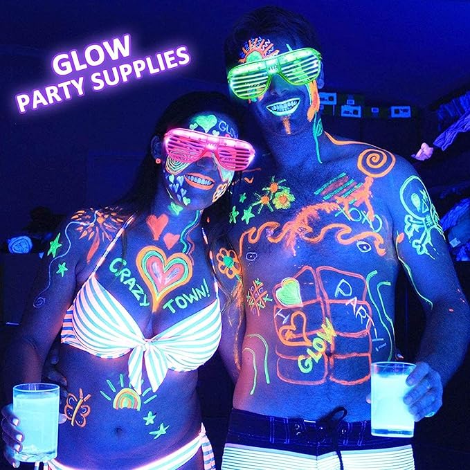 30 Pack LED Glasses Glow in The Dark Party Supplies Glow Sticks Glasses Party Favors Rave Neon Shutter Shades Light Up Glasses Sunglasses Party Favors for Kids/Adults Birthday Wedding Cosplay