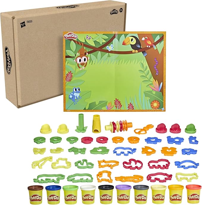 Play-Doh Animal Adventure Set, Arts and Crafts Toys for 3 Year Old Girls & Boys, 45 Tools, 10 Cans (Amazon Exclusive)