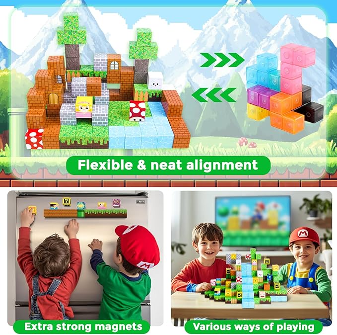 Magnetic Blocks-100PCS Magnetic Toy Set Magnetic Building Blocks, STEM Montessori Sensory Toys for Toddlers Kids Boys Girls Ages 3 4 5 6 7 8 9 10 Christmas Birthday Gifts Boys