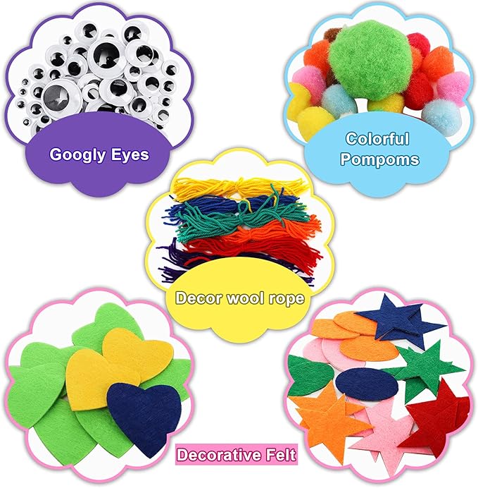 TOPZEA 12 Pack Hand Puppet Making Kit, Kids Craft and Art Aupplies Felt Sock Puppet Creative DIY Make Your Own Puppets Kits with Pompoms and Wiggle Googly Eyes Storytelling Role Play Party Supplies