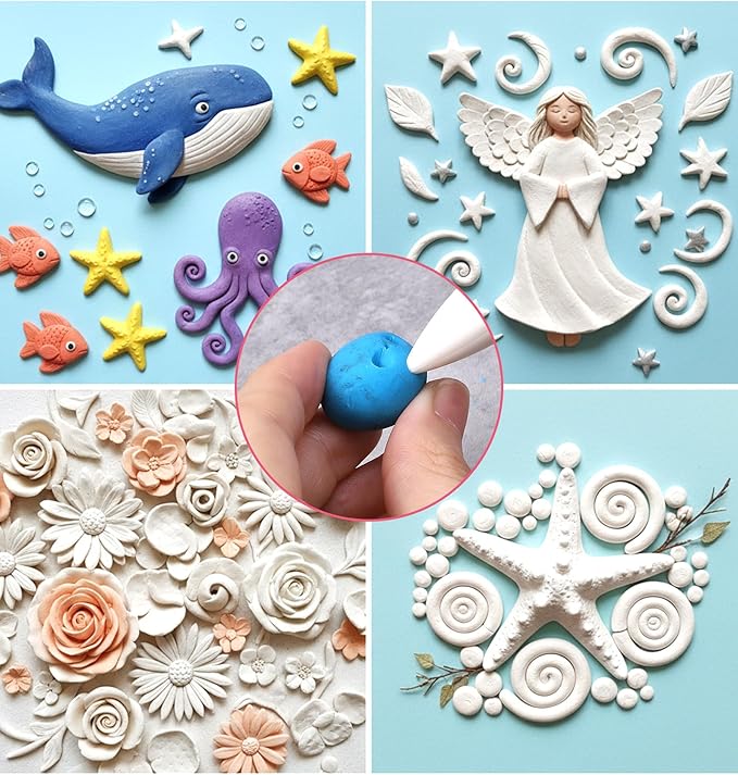 9 Pcs Air Dry Clay Sculpting Tools, Plastic Clay Shaping Tools Double-Head Polymer Modeling Pottery Tool for Pottery Cake Decoration Modeling Shaping, Ideal for Air-Clay Craft, Plastic Tool Kit