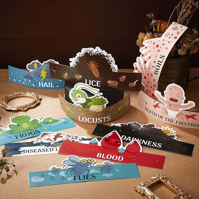 30 Pcs Passover Plague Toys Crafts for Kids Pesach Games Party Favors Ten Plagues of Egypt Kit Crafts Passover Decoration Gift for Seder Family Party Holiday Supply