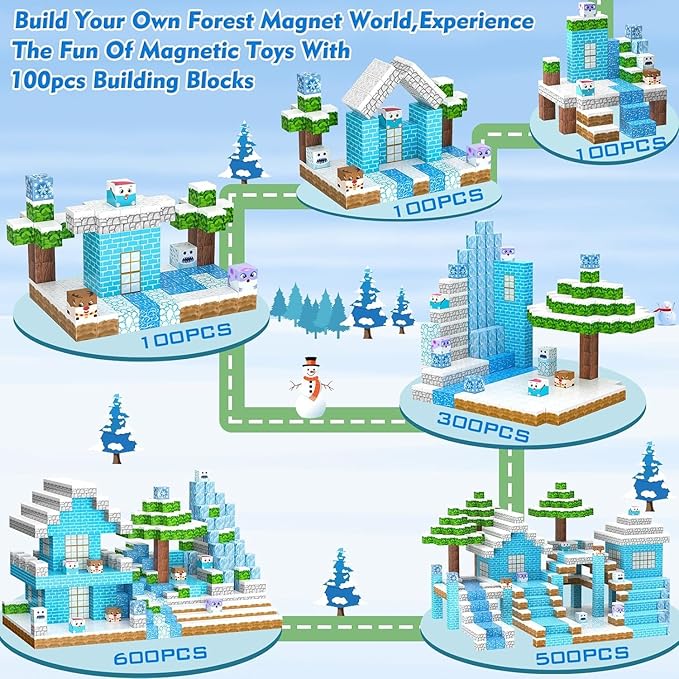 Magnetic Blocks Set 100PCS Frozen Toys Gift for Girls Boys Age 4-6 5-7 8-13 STEM Fidget Building Sensory Kids Game