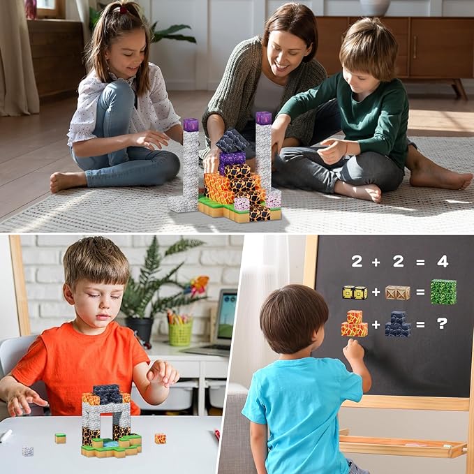 Magnetic Blocks-120 PCS 1 inch Build Happy Castle Magnetic Tiles,Magnet Building Cube Game for Kids Age 3 4 5 6 7 8 9 10, Magnet Tile Toy for Halloween STEM Sensory Toys for Girl Boys