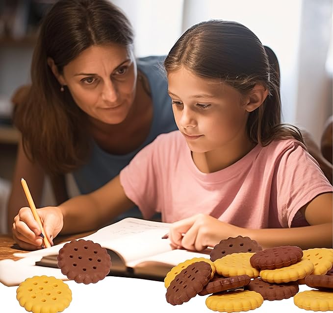 KR. LIF Cookie Food Erasers Set Cute Erasers for Kids Bulk- 6 Packs 36 PCS - Novelty Puzzle Erasers