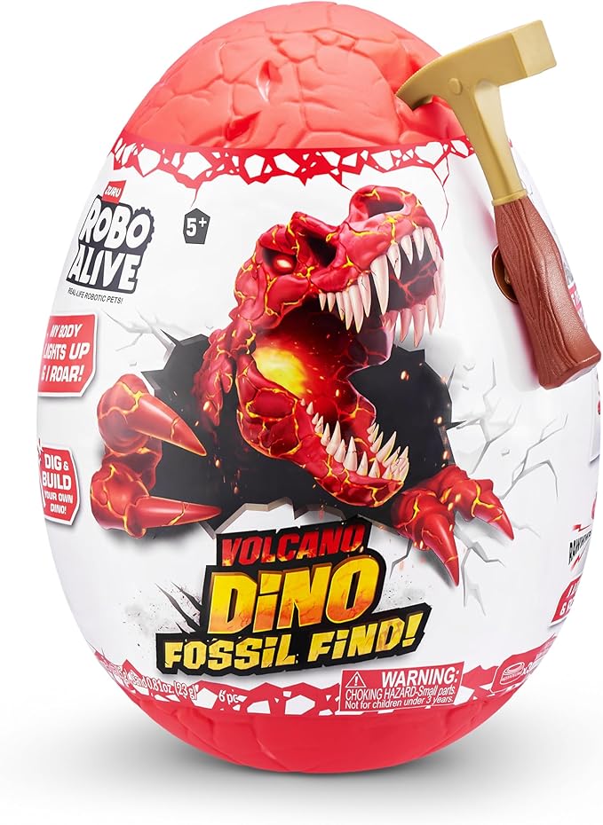 Robo Alive Volcano Dino Fossil Find Triceratops by ZURU Boys Age 5+ Dig and Discover, STEM -Excavate Prehistoric Fossils, Educational Toys, Great Science Kit Gift (Triceratops)