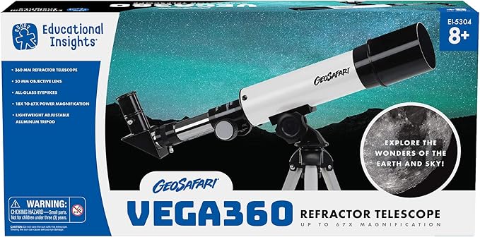 Educational Insights GeoSafari Vega 360 Telescope, Beginner Telescope for Kids & Adults, Supports STEM Learning, Gift for Boys & Girls, Ages 8+