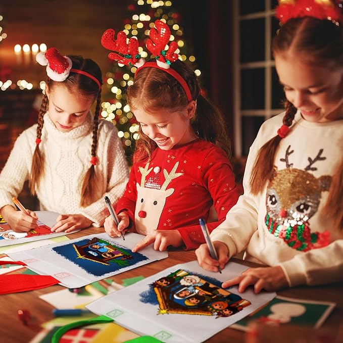 Kacctyen 45 Pcs Nativity Cute Coloring Goodie Bags Christian Reusable Christmas Art Party Favor Paint Bags for Nativity Theme Birthday Bags Color Your Own Bag Graffiti Goodie Bags, 9 Styles