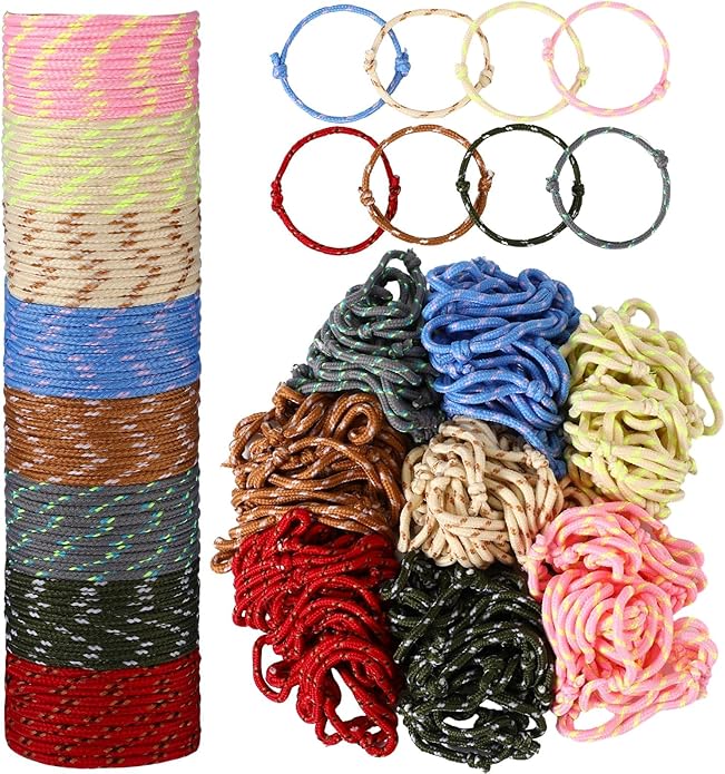 WILLBOND 216 Neon Friendship Bracelets Bulk for Kids Birthday Classroom Student Gift Adjustable Paracord Bracelets Rope Woven Neon Colors Valentine Day Gift Girls Boy Party Favors