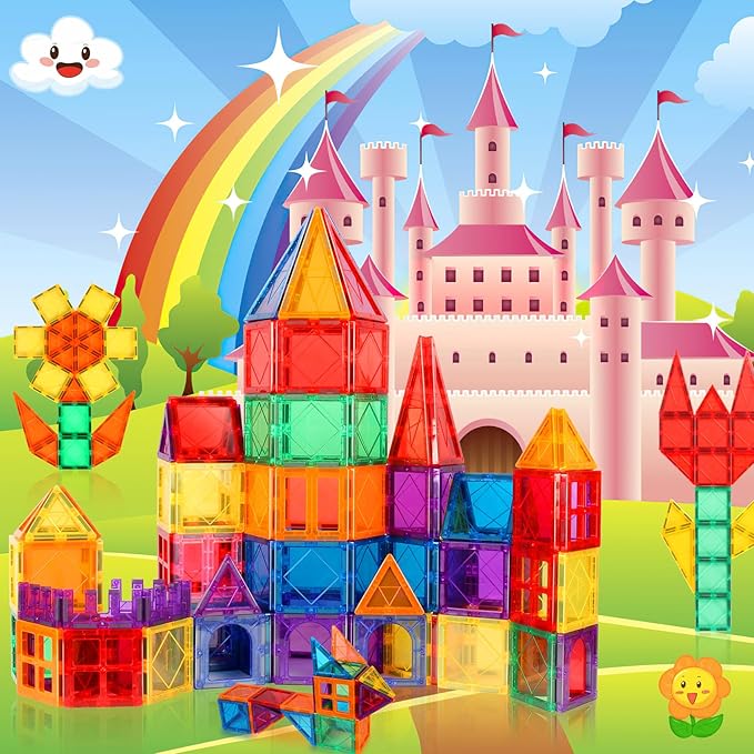 Magnetic Tiles Toys for 3 4 5 6 7 8 Year Old Boy Girls Kids Beginner Set,Magnetic Building Blocks Learning Toys for Toddlers Age 2-4 3-5 4-5 5-6 6-8 Birthday Christmas Ideas (20PCS Colourful)