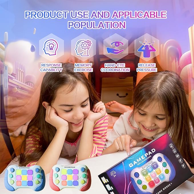 Christmas Fast Push Game Fidget Toys Handle, Upgraded Flashing Quick Press Games Pro for Kids, Speed Push Light Up Fidget Game, Educational Handheld Console Gamepad Toy for Boys, Girls