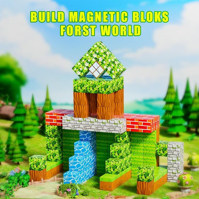 120PCS Magnetic Blocks - Build Magnet World Edition, Magnetic Blocks for Kids Ages 3-5, 4-8, 8-12, Magnetic Toys for Boys & Girls, STEM Montessori Sensory Toys for Toddlers Gifts for 3+ Years Old
