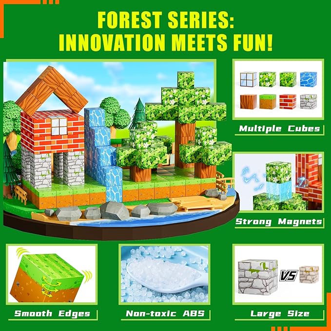 120PCS Magnetic Blocks - Build Magnet World Edition, Magnetic Blocks for Kids Ages 3-5, 4-8, 8-12, Magnetic Toys for Boys & Girls, STEM Montessori Sensory Toys for Toddlers Gifts for 3+ Years Old