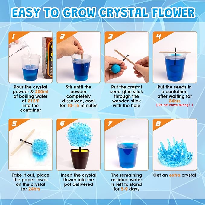 GobiDex Crystal Growing Kit, Science Kits for Kids Age 8-12, Grow Fast in (24H) Science Experiments Lab Toys, DIY STEM Projects Learning & Educational Toys, Crafts Gift Boys & Girls Ages 6 7 8 9 10 12