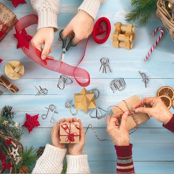 Brain Teaser Puzzle for Kids Adults Puzzle Games Wooden and Metal 3D Unlock Interlocking Puzzle Educational Toy 28Pcs