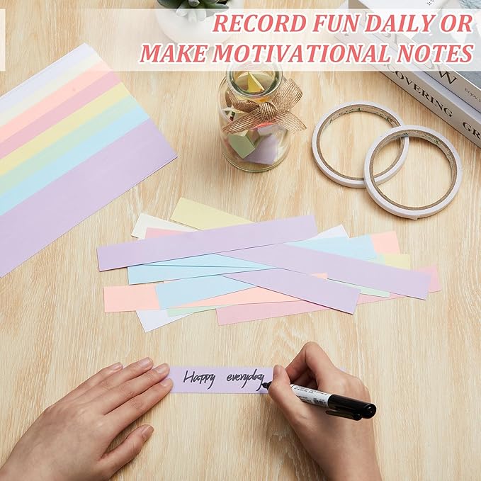 Lincia 1000 Sheet Paper Chain Garland Strips 1x8 Inch with Double Sided Tape, DIY Construction Paper Chains for Birthday Wedding Holiday Party Decorations, Crafts Supplies (Macaron Color)