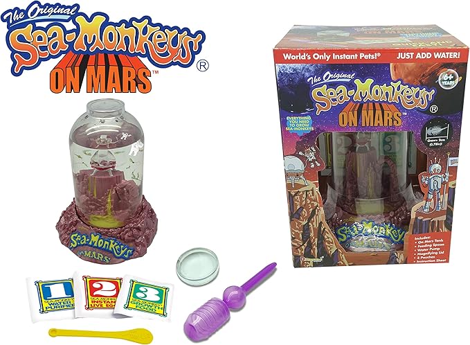BANDAI The Original Sea Monkeys - Sea Monkeys On Mars - Grow Your Own Pets Science Kit- Includes Eggs, Food, and Water Purifier