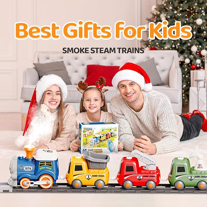 Train Toy for Kids 3-8, Remote Control Train Set with Lighting & Music & Water Steam for 3+ Boys, Electric Train Set with Train Tracks Accessories, Gift for Toddlers Girls Age 4 5 6 7 8