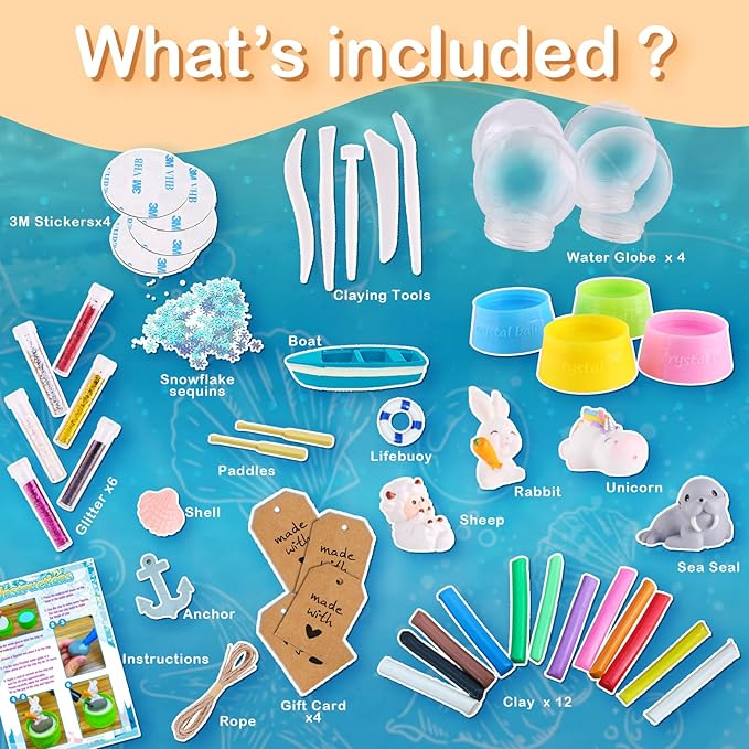 Make Your Own Water Globe - Snow Water Stem Projects DIY Activities Glitters Supplies Perfect Arts and Crafts Clay for Girls Boys Kids